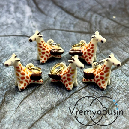 Подвески  из латуни с эмалью "Жираф", 15х15х5 мм (1 шт.)