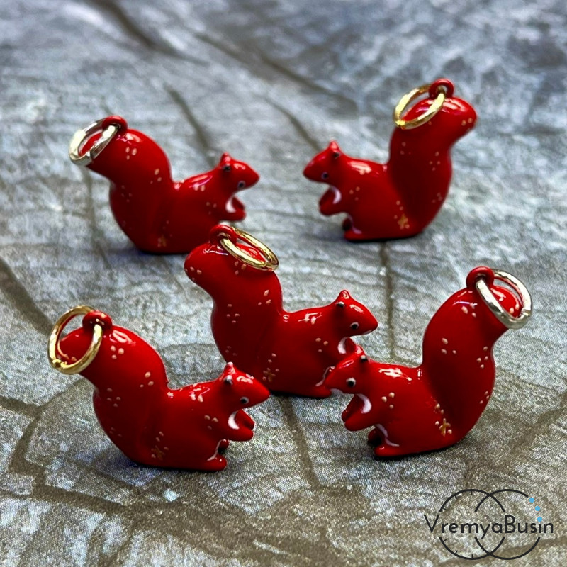 Подвески  из латуни с эмалью "Белка", 18х19х5 мм (1 шт.)