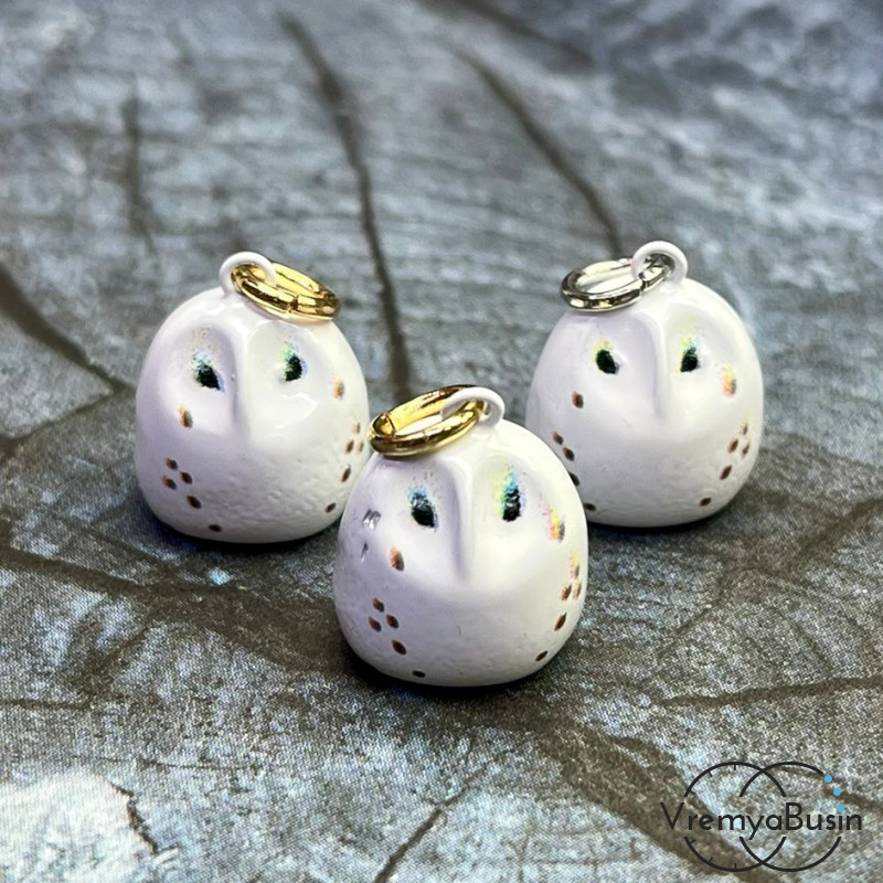 Подвески  из латуни с эмалью "Сова", 15х12х12 мм (1 шт.)