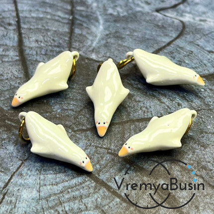 Подвески  из латуни с эмалью "Гусь", 20х10х6 мм (1 шт.)