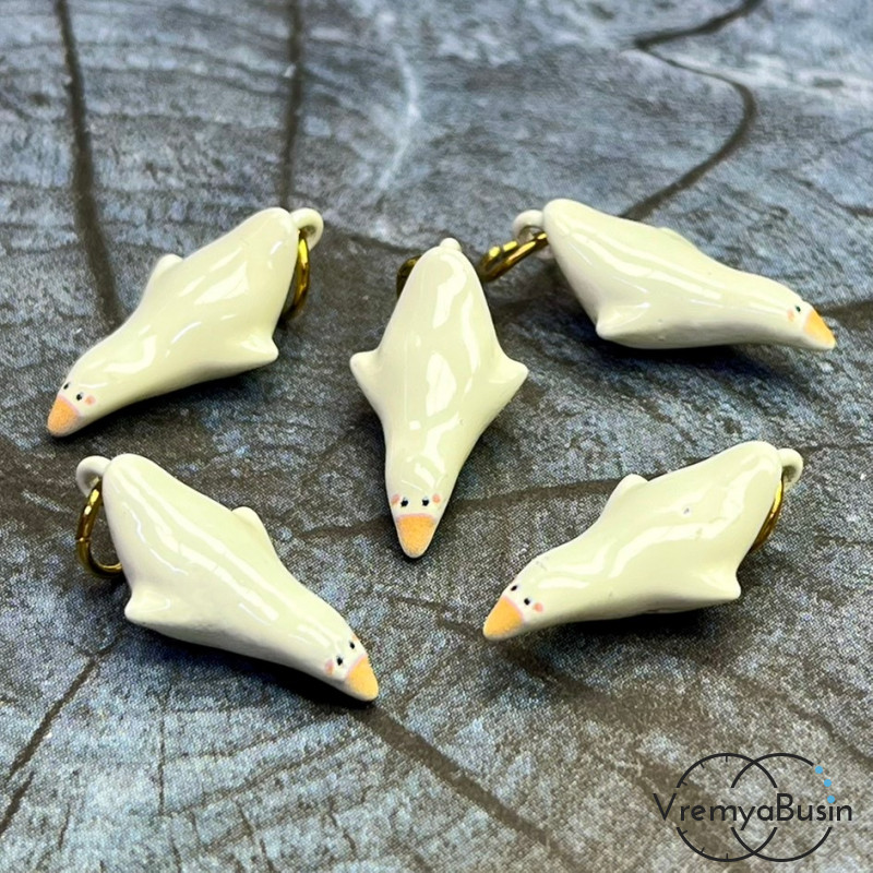 Подвески  из латуни с эмалью "Гусь", 20х10х6 мм (1 шт.)