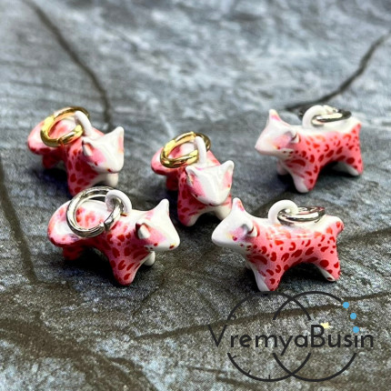 Подвески  из латуни с эмалью "Котик", 15х10х6 мм (1 шт.)