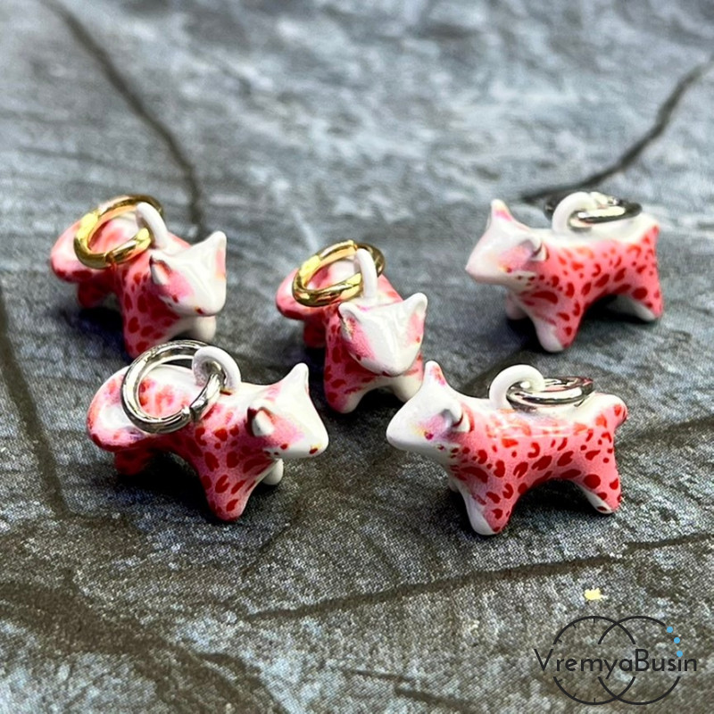 Подвески  из латуни с эмалью "Котик", 15х10х6 мм (1 шт.)