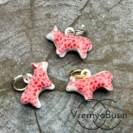 Подвески  из латуни с эмалью "Котик", 15х10х6 мм (1 шт.)