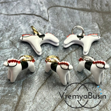 Подвески  из латуни с эмалью "Лошадка", 15х15х5 мм (1 шт.)