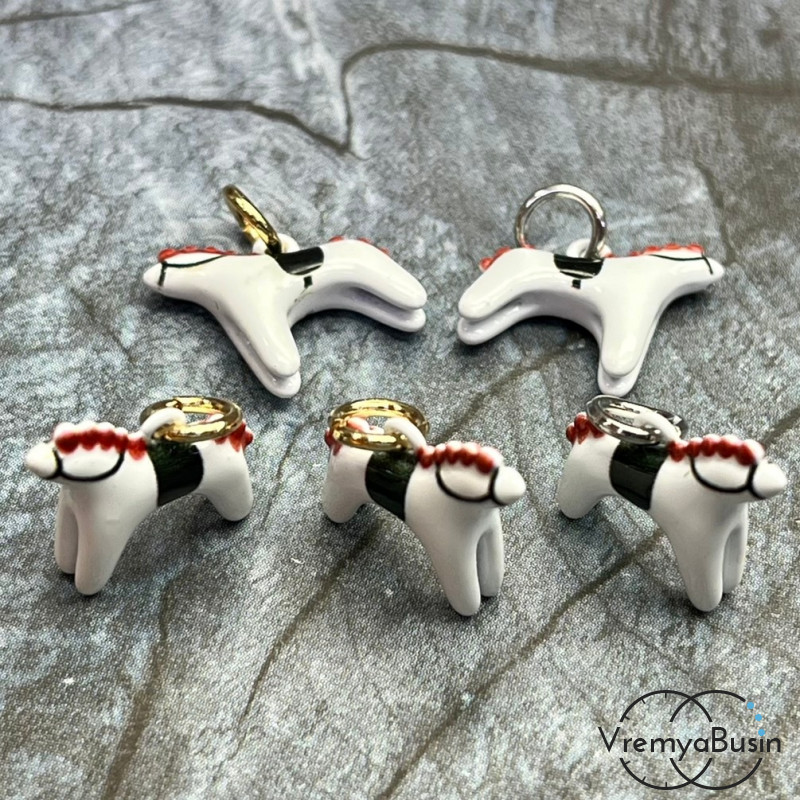 Подвески  из латуни с эмалью "Лошадка", 15х15х5 мм (1 шт.)