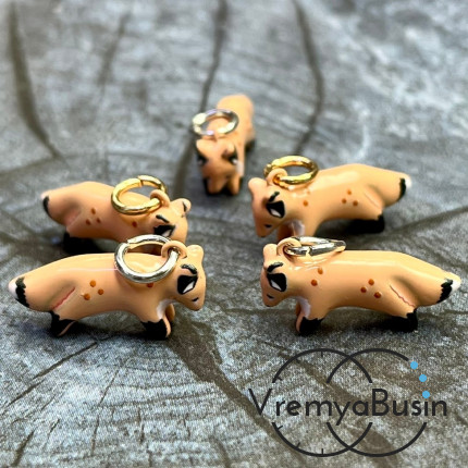 Подвески  из латуни с эмалью "Лиса", 20х10х5 мм (1 шт.)