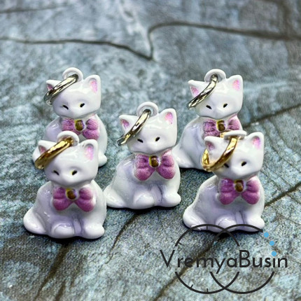 Подвески  из латуни с эмалью "Котик", 15х11х8 мм (1 шт.)