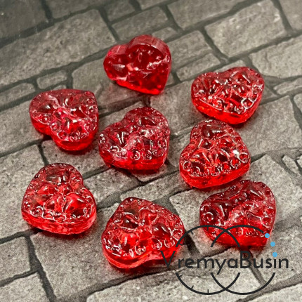 Бусина стеклянная "Сердце с бантиком", 16х14 мм, цв. красный  (1 шт.)