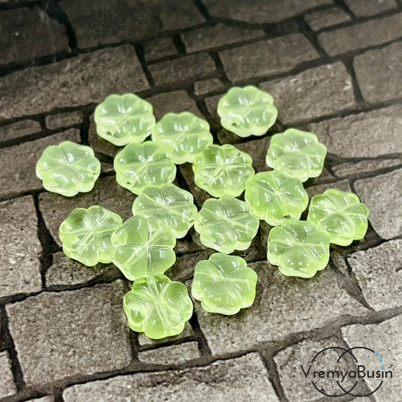 Бусина стеклянная "Клевер", 4х8 мм (1 шт.)