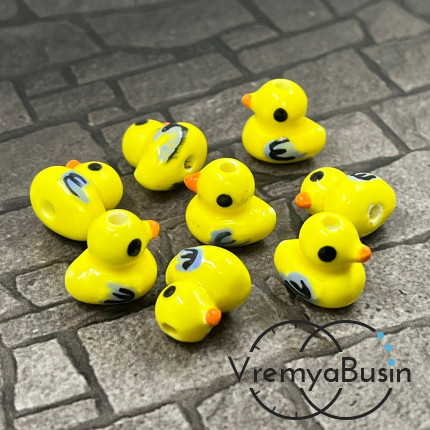 Бусина керамическая, уточка 12х13х10 мм, цв.    желтый     (1 шт.)