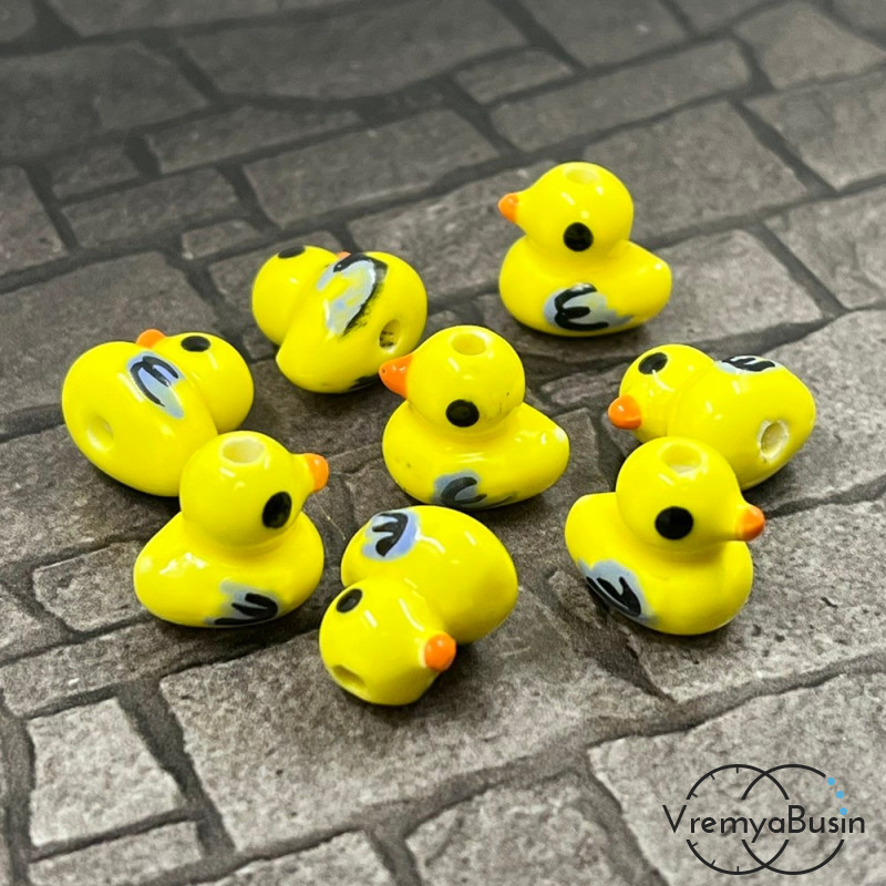 Бусина керамическая, уточка 12х13х10 мм, цв.    желтый     (1 шт.)