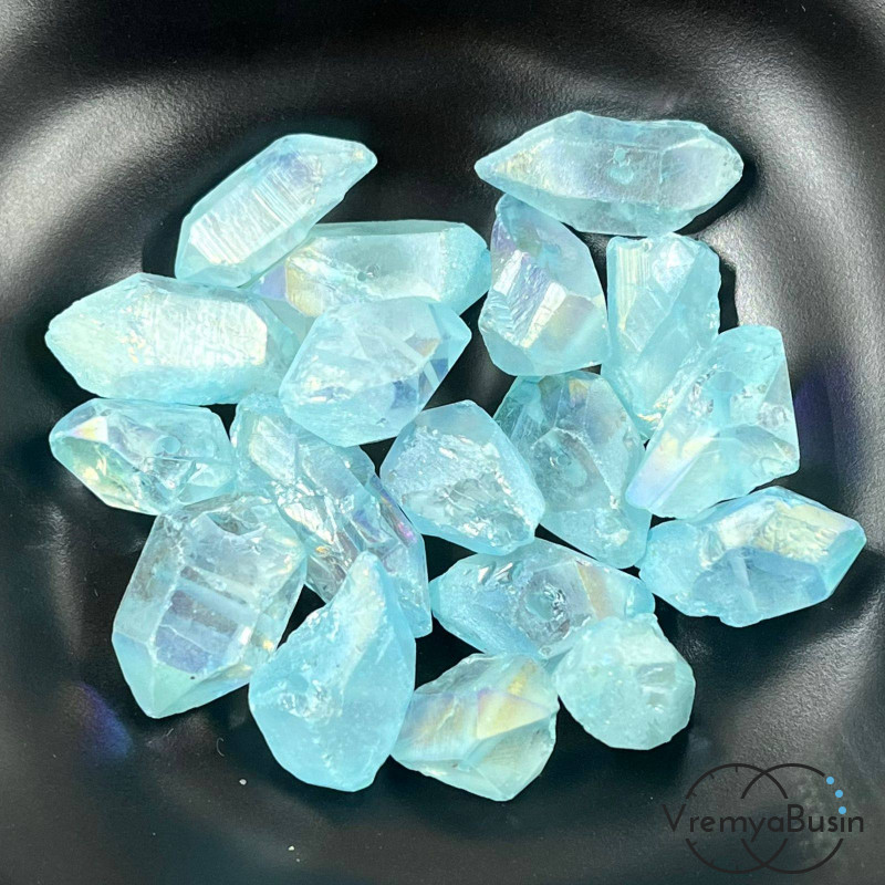 Кварц тонир. матовый, галтовка «кристалл» свободной огранки, цв. голубой   (1 шт.)