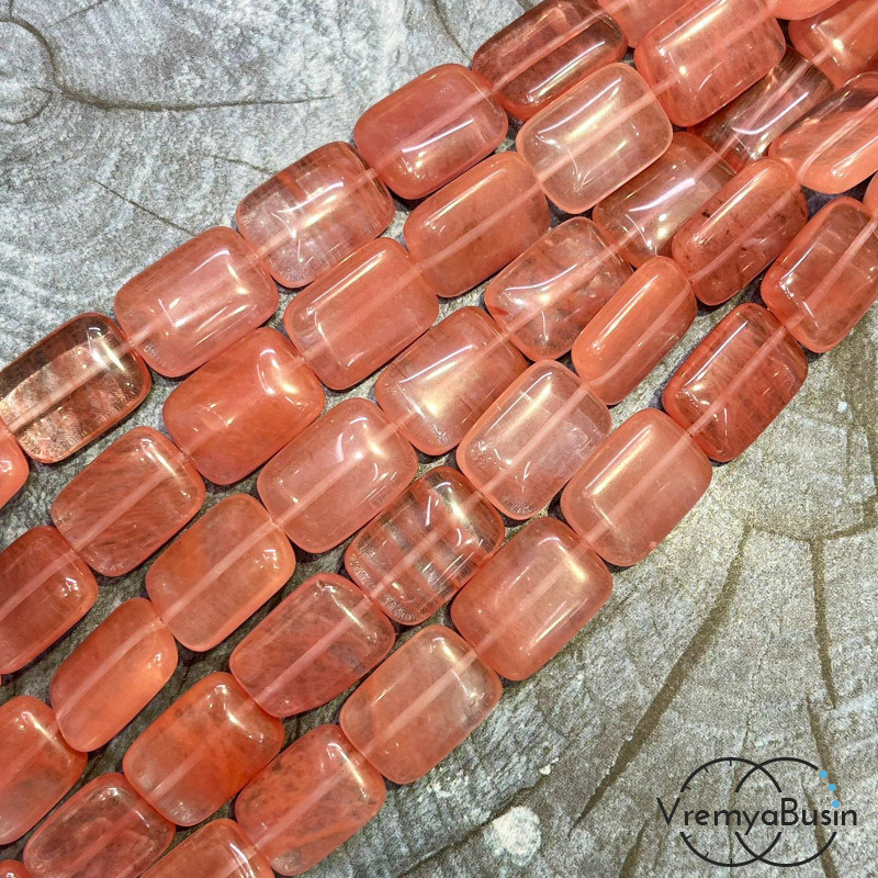 Халцедон, прямоугольник плоский 13х18 мм (1/2 нити, ок. 10 шт.)