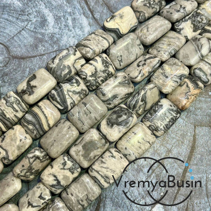 Яшма серая, прямоугольник плоский 13х18 мм (1/2 нити, ок. 10 шт.)