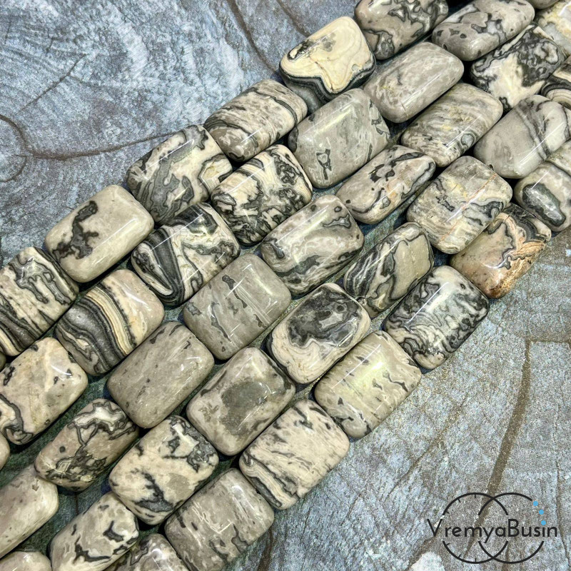 Яшма серая, прямоугольник плоский 13х18 мм (1/2 нити, ок. 10 шт.)