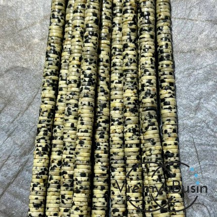 Яшма далматин, порфир, плоские гладкие шайбы, 6х2 мм (1/2 нити, ок. 100 шт.)