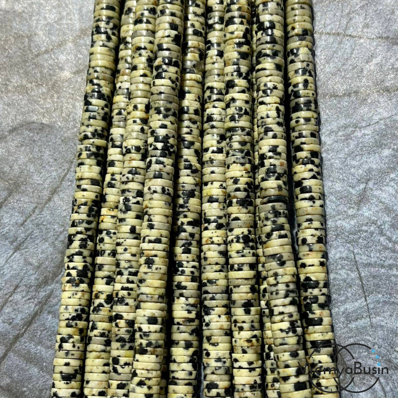 Яшма далматин, порфир, плоские гладкие шайбы, 6х2 мм (1/2 нити, ок. 100 шт.)