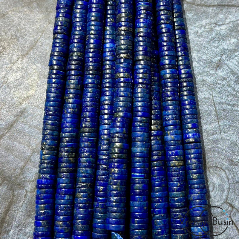 Лазурит, плоские гладкие шайбы, 6х2 мм (1/2 нити, ок. 100 шт.)