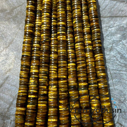 Тигровый глаз, плоские гладкие шайбы, 6х2 мм (1/2 нити, ок. 100 шт.)