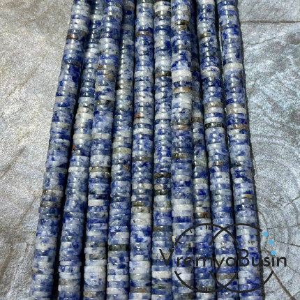 Азурит, плоские гладкие шайбы, 6х2 мм (1/2 нити, ок. 100 шт.)