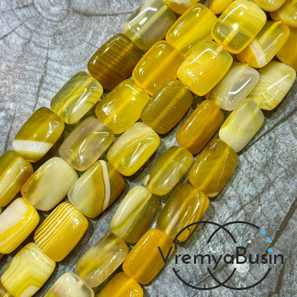 Агат тонированный, прямоугольник плоский 13х18 мм (1/2 нити, ок. 11 шт.)