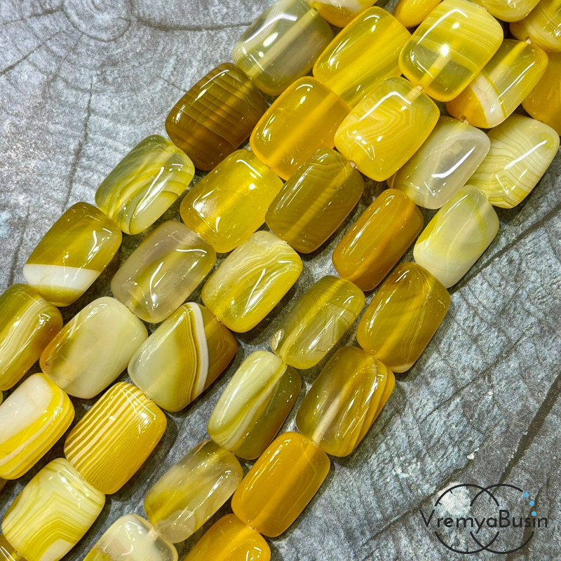 Агат тонированный, прямоугольник плоский 13х18 мм (1/2 нити, ок. 11 шт.)