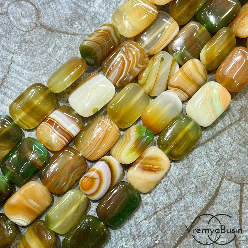 Агат тонированный, прямоугольник плоский 13х18 мм (1/2 нити, ок. 11 шт.)