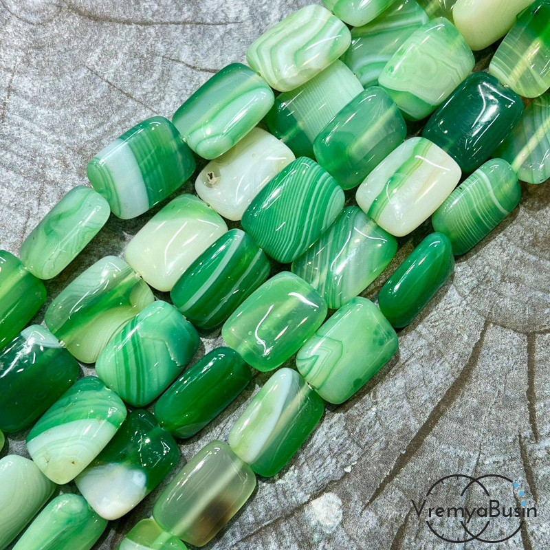 Агат тонированный, прямоугольник плоский 13х18 мм (1/2 нити, ок. 11 шт.)