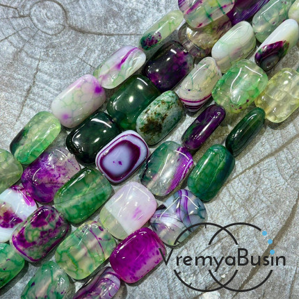 Агат тонированный, прямоугольник плоский 13х18 мм (1/2 нити, ок. 11 шт.)