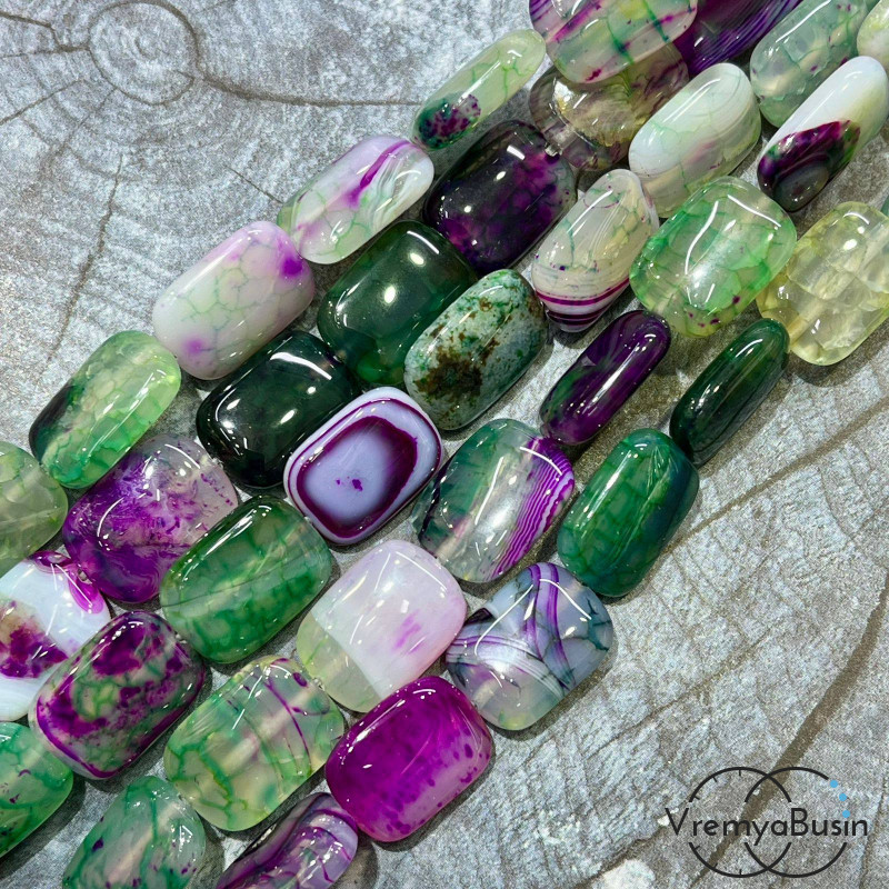 Агат тонированный, прямоугольник плоский 13х18 мм (1/2 нити, ок. 11 шт.)