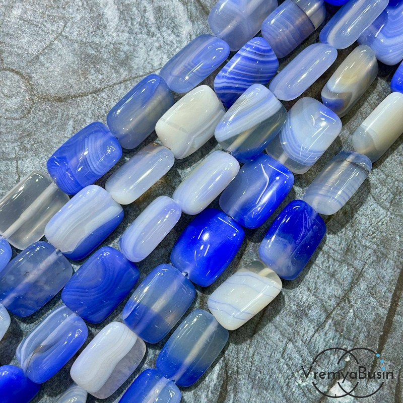 Агат тонированный, прямоугольник плоский 13х18 мм (1/2 нити, ок. 11 шт.)