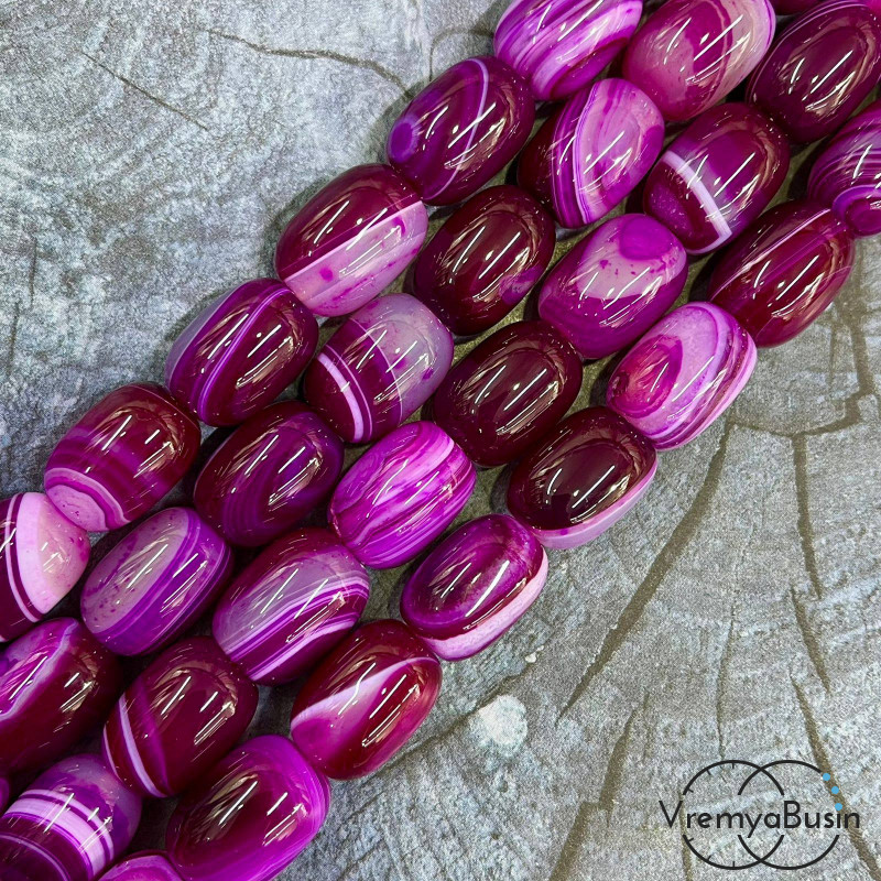 Агат тонированный, гладкий бочонок 13х18 мм (1/2 нити, ок. 11 шт.)