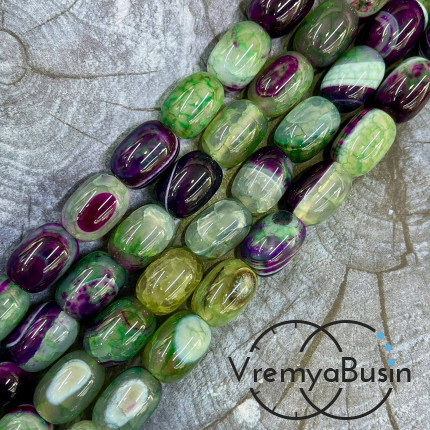 Агат тонированный, гладкий бочонок 13х18 мм (1/2 нити, ок. 11 шт.)