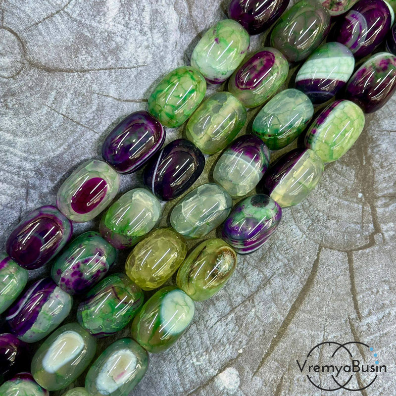 Агат тонированный, гладкий бочонок 13х18 мм (1/2 нити, ок. 11 шт.)