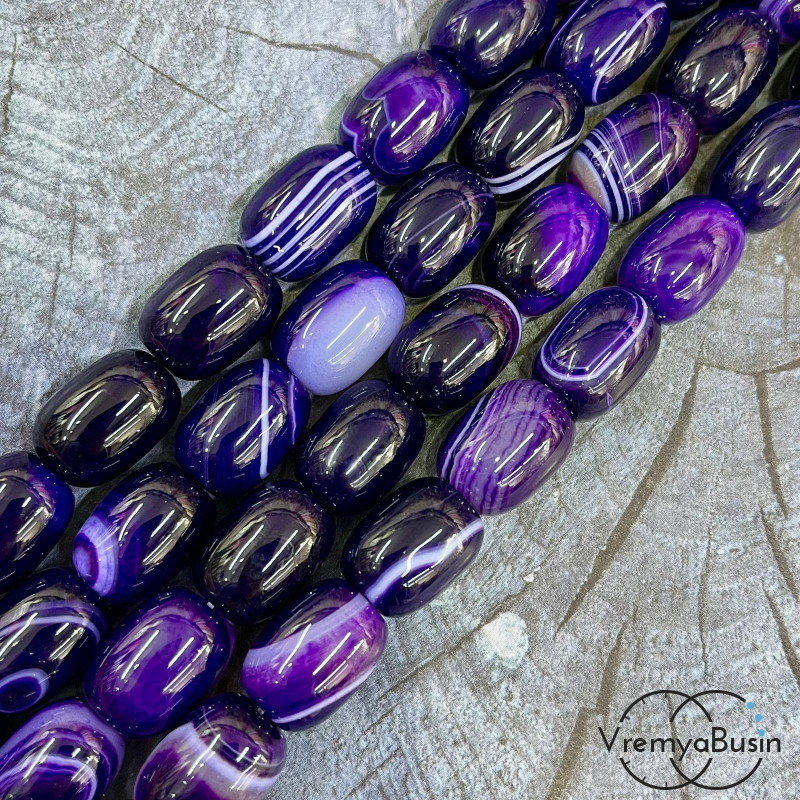 Агат тонированный, гладкий бочонок 13х18 мм (1/2 нити, ок. 11 шт.)