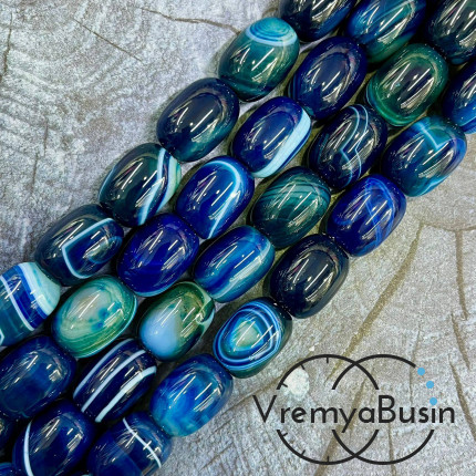 Агат тонированный, гладкий бочонок 13х18 мм (1/2 нити, ок. 11 шт.)