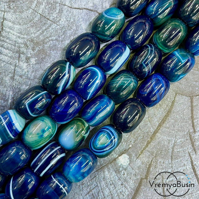 Агат тонированный, гладкий бочонок 13х18 мм (1/2 нити, ок. 11 шт.)