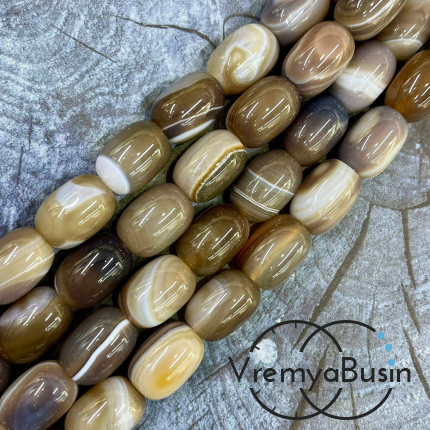 Агат тонированный, гладкий бочонок 13х18 мм (1/2 нити, ок. 11 шт.)