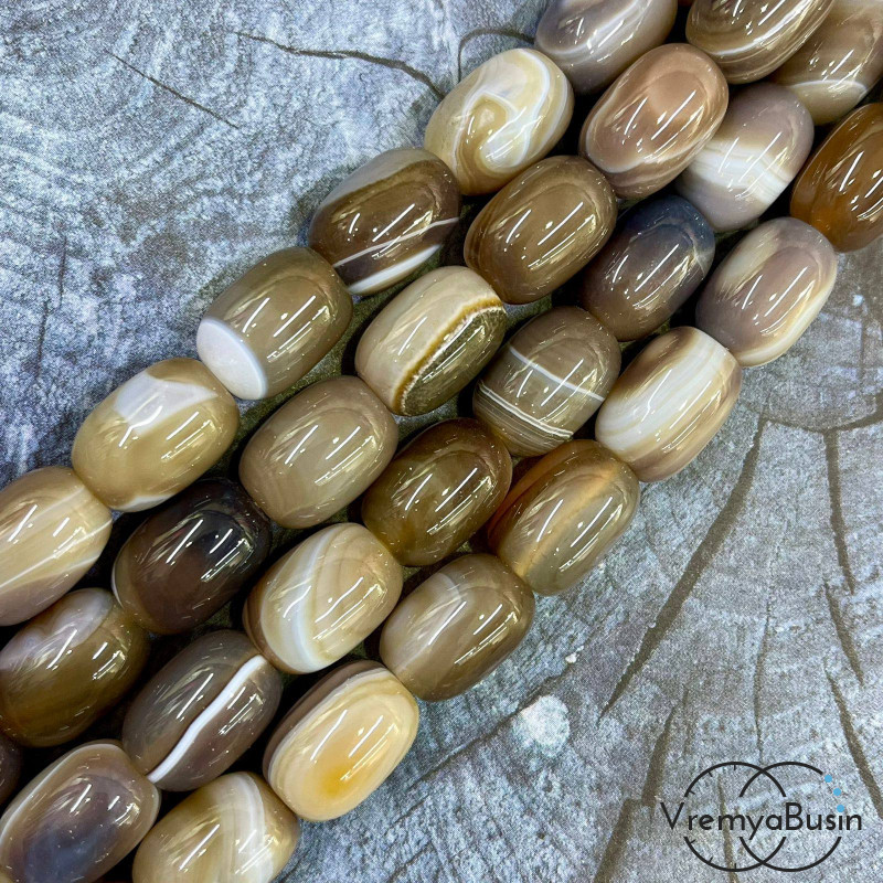 Агат тонированный, гладкий бочонок 13х18 мм (1/2 нити, ок. 11 шт.)