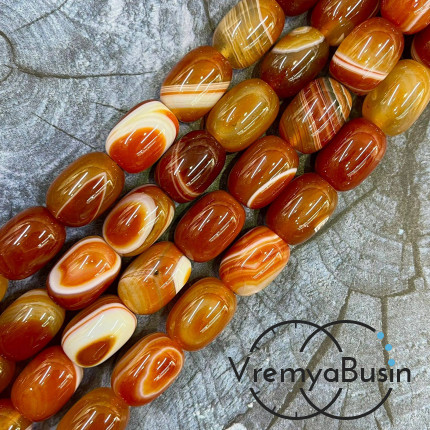 Агат тонированный, гладкий бочонок 13х18 мм (1/2 нити, ок. 11 шт.)