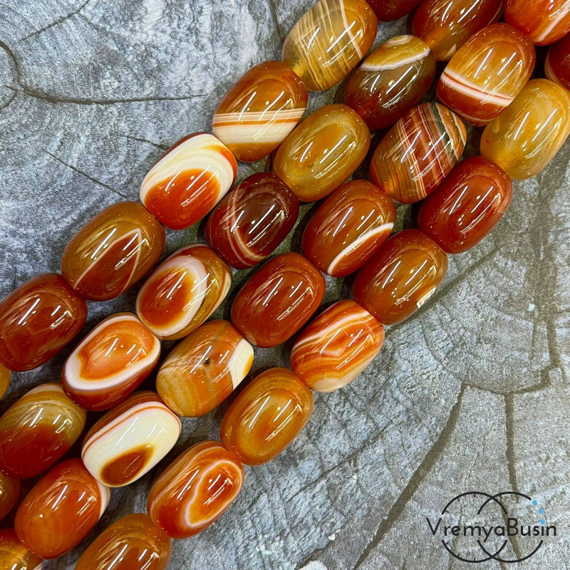 Агат тонированный, гладкий бочонок 13х18 мм (1/2 нити, ок. 11 шт.)