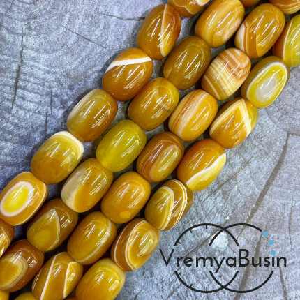 Агат тонированный, гладкий бочонок 13х18 мм (1/2 нити, ок. 11 шт.)