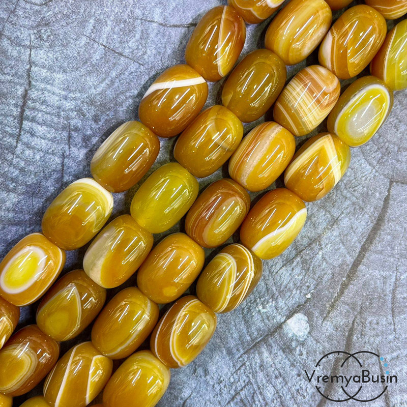 Агат тонированный, гладкий бочонок 13х18 мм (1/2 нити, ок. 11 шт.)