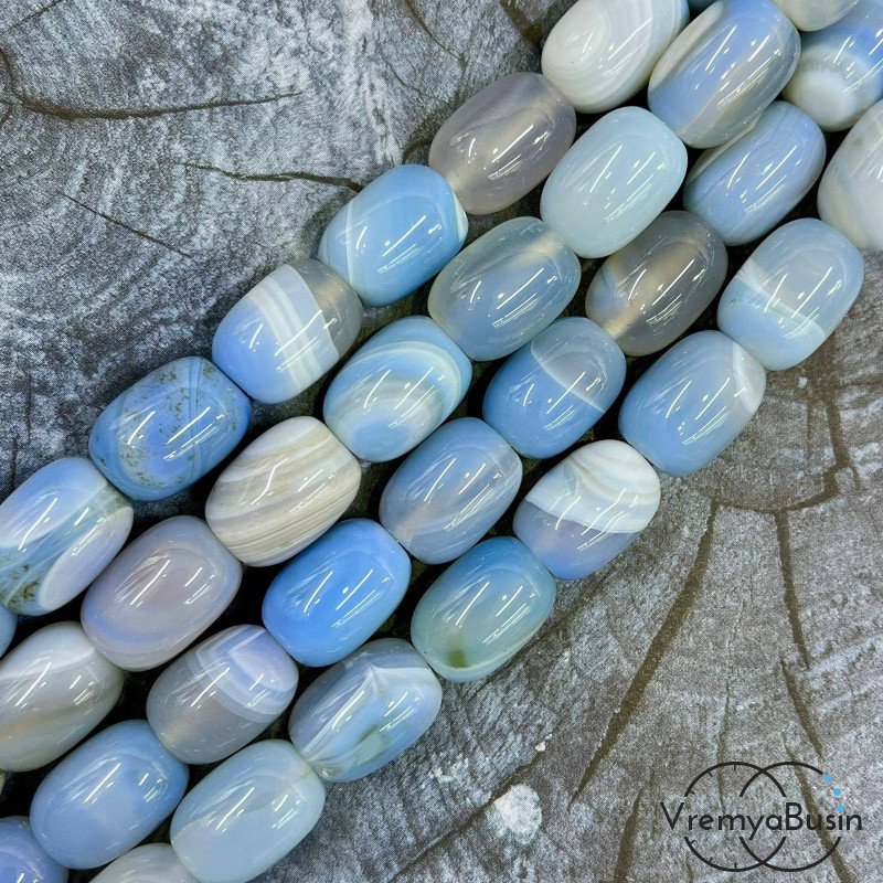 Агат тонированный, гладкий бочонок 13х18 мм (1/2 нити, ок. 11 шт.)