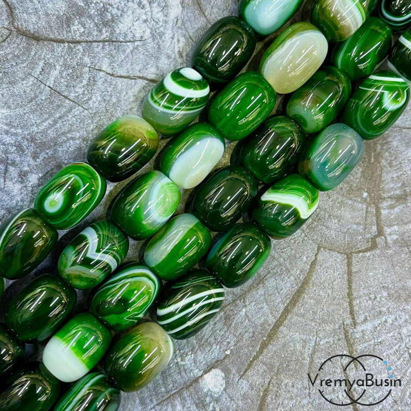 Агат тонированный, гладкий бочонок 13х18 мм (1/2 нити, ок. 11 шт.)