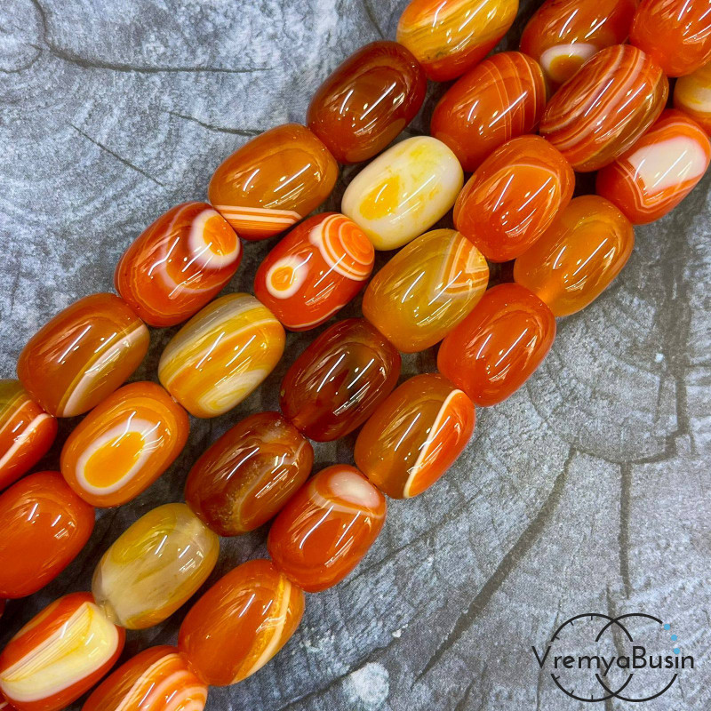 Агат тонированный, гладкий бочонок 13х18 мм (1/2 нити, ок. 11 шт.)