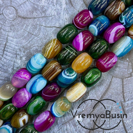 Агат тонированный, гладкий бочонок 13х18 мм (1/2 нити, ок. 11 шт.)