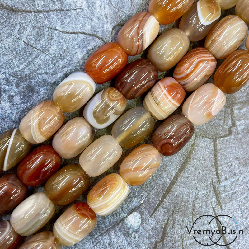 Агат тонированный, гладкий бочонок 13х18 мм (1/2 нити, ок. 11 шт.)