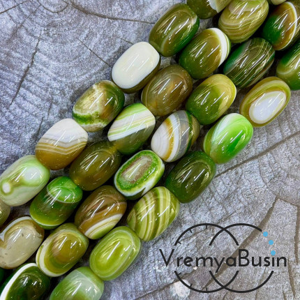 Агат тонированный, гладкий бочонок 13х18 мм (1/2 нити, ок. 11 шт.)